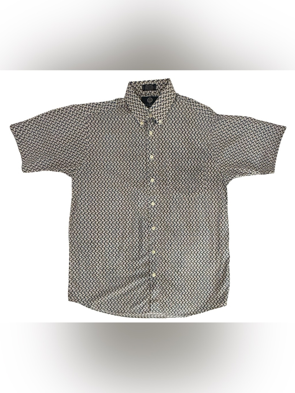Viyella Men’s L Bird Print 100% Cotton Short Sleeve Button-Down Made in Canada - Picture 6 of 10